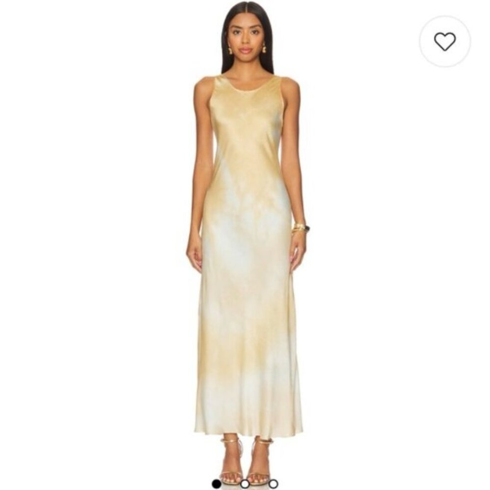 NWT A.L.C Amana Blue Tan Satin Maxi Dress